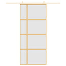 skydedør 90x205 cm matteret sikkerhedsglas og aluminium gylden
