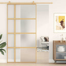 skydedør 102,5x205 cm matteret sikkerhedsglas aluminium gylden