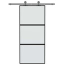 skydedør 90x205 cm hærdet glas og aluminium sort