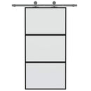 skydedør 102,5x205 cm hærdet glas og aluminium sort