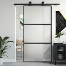 skydedør 102,5x205 cm hærdet glas og aluminium sort