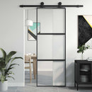 skydedør 76x205 cm hærdet glas og aluminium sort