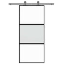 skydedør 90x205 cm hærdet glas og aluminium sort