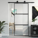 skydedør 90x205 cm hærdet glas og aluminium sort