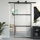 skydedør 102,5x205 cm hærdet glas og aluminium sort