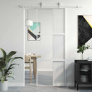 skydedør 76x205 cm hærdet glas og aluminium hvid