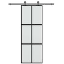 skydedør 76x205 cm hærdet glas og aluminium sort