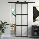 skydedør 76x205 cm hærdet glas og aluminium sort