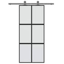 skydedør 90x205 cm hærdet glas og aluminium sort