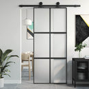 skydedør 90x205 cm hærdet glas og aluminium sort