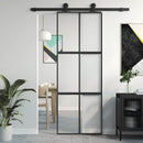 skydedør 76x205 cm hærdet glas og aluminium sort