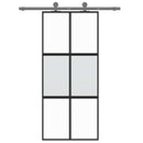 skydedør 90x205 cm hærdet glas og aluminium sort