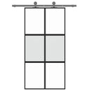 skydedør 102,5x205 cm hærdet glas og aluminium sort