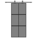 skydedør 90x205 cm hærdet glas og aluminium sort