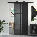 skydedør 90x205 cm hærdet glas og aluminium sort