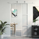 skydedør 76x205 cm hærdet glas og aluminium hvid
