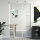 skydedør 102,5x205 cm hærdet glas og aluminium hvid