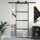 skydedør 76x205 cm hærdet glas og aluminium sort