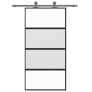 skydedør 102,5x205 cm hærdet glas og aluminium sort