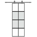 skydedør 76x205 cm hærdet glas og aluminium sort