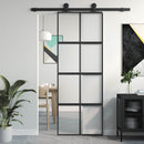 skydedør 76x205 cm hærdet glas og aluminium sort