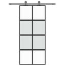 skydedør 90x205 cm hærdet glas og aluminium sort