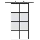 skydedør 102,5x205 cm hærdet glas og aluminium sort