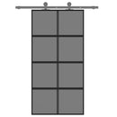 skydedør 102,5x205 cm hærdet glas og aluminium sort