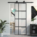 skydedør 76x205 cm hærdet glas og aluminium sort