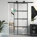 skydedør 90x205 cm hærdet glas og aluminium sort