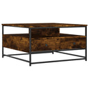 sofabord 80x80x45 cm konstrueret træ røget egetræsfarve