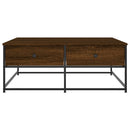 sofabord 100x99x40 cm konstrueret træ brun egetræsfarve