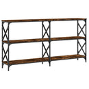 konsolbord 156x28x80,5 cm konstrueret træ røget egetræsfarve
