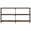 konsolbord 156x28x80,5 cm konstrueret træ røget egetræsfarve