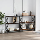 konsolbord 156x28x80,5 cm konstrueret træ røget egetræsfarve