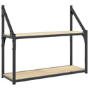 vægreol med 2 hylder Sonoma-eg 60x21x51 cm konstrueret træ