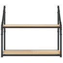 vægreol med 2 hylder Sonoma-eg 60x21x51 cm konstrueret træ