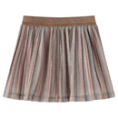 Nederdel til børn str. 92 plisseret med glimmer brun og pink