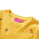 Sweater til børn str. 92 strikket okkergul