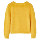 Sweater til børn str. 116 strikket okkergul