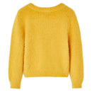 Sweater til børn str. 128 strikket okkergul