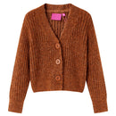 Strikket cardigan til børn str. 104 cognacfarvet