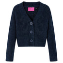 Strikket cardigan til børn str. 128 marineblå