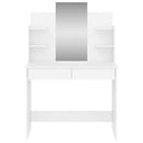 makeupbord med spejl 96x39x142 cm hvid