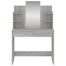 makeupbord med spejl 96x39x142 cm grå sonoma-eg