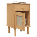 sengebord SENJA rattanlook 40x35x65 cm massivt fyrretræ brun