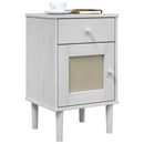 sengebord SENJA rattanlook 40x35x65 cm massivt fyrretræ hvid