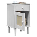 sengebord SENJA rattanlook 40x35x65 cm massivt fyrretræ hvid