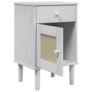 sengebord SENJA rattanlook 40x35x65 cm massivt fyrretræ hvid