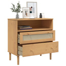 skænk SENJA 80x40x80 cm rattan-look massivt fyrretræ brun